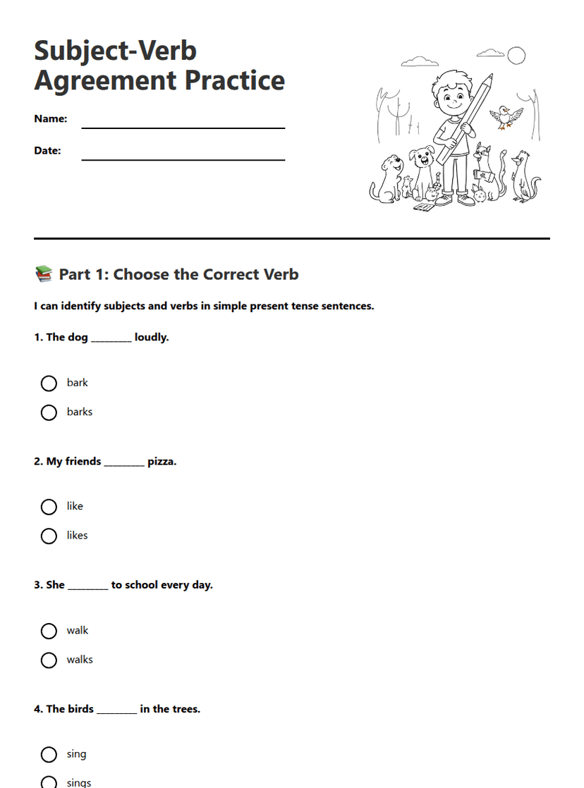 Subject-Verb Agreement Practice