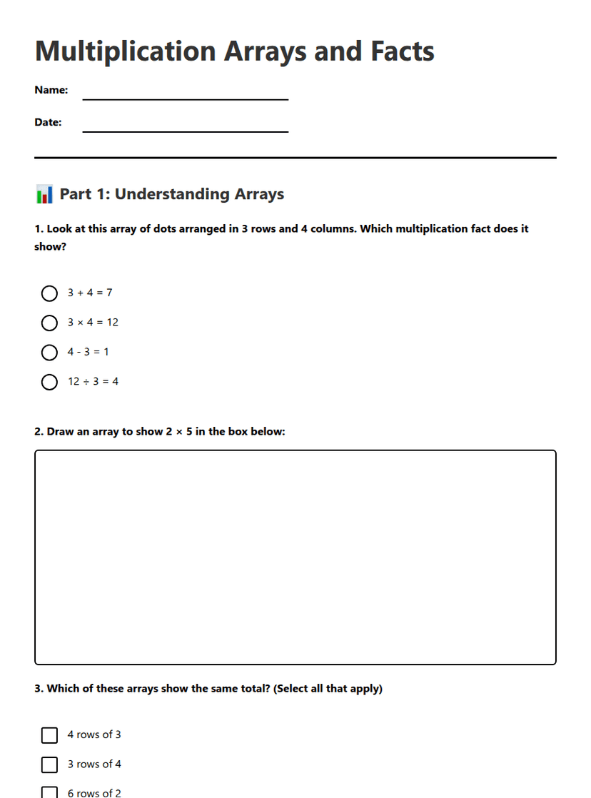 Multiplication Arrays and Facts