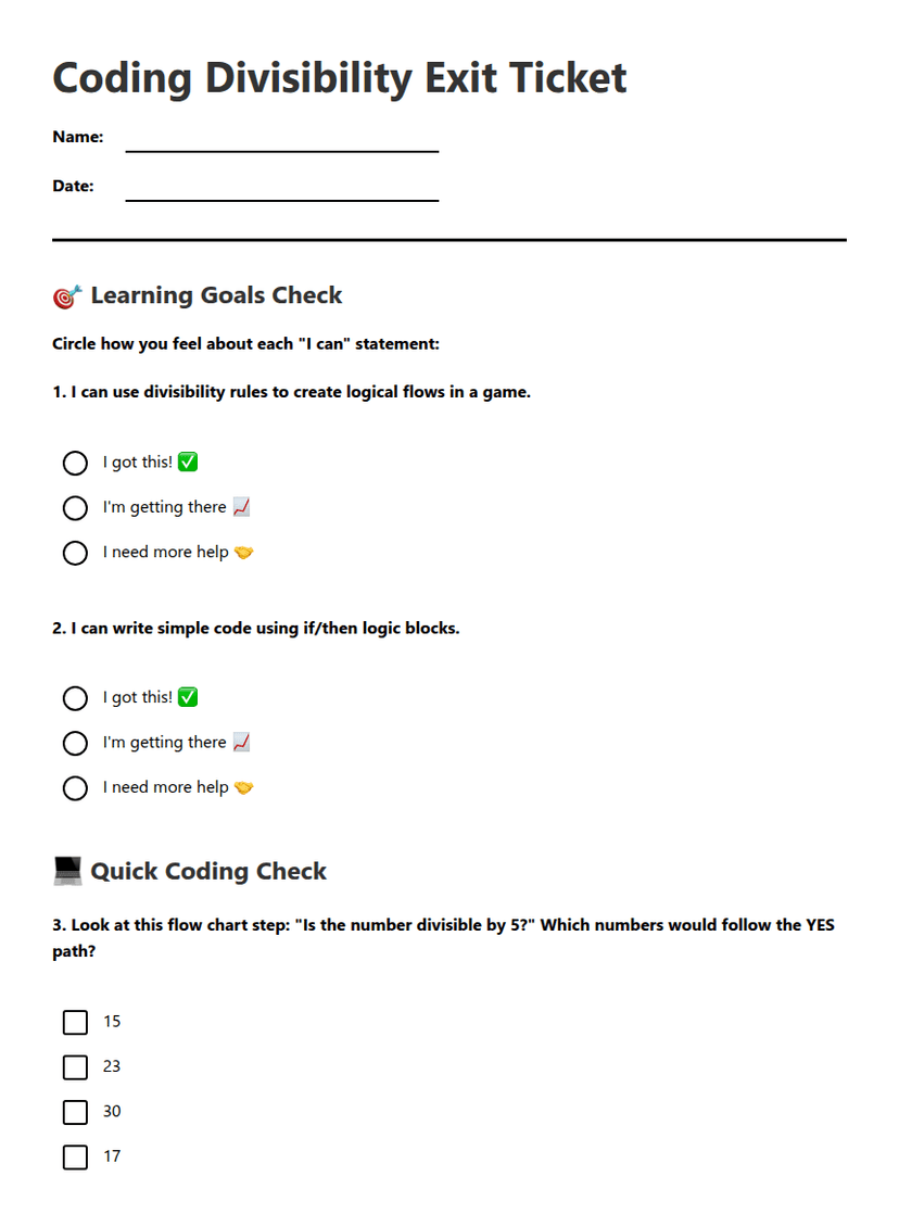 Coding Divisibility Exit Ticket