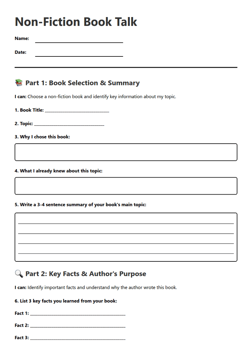 Non-Fiction Book Talk