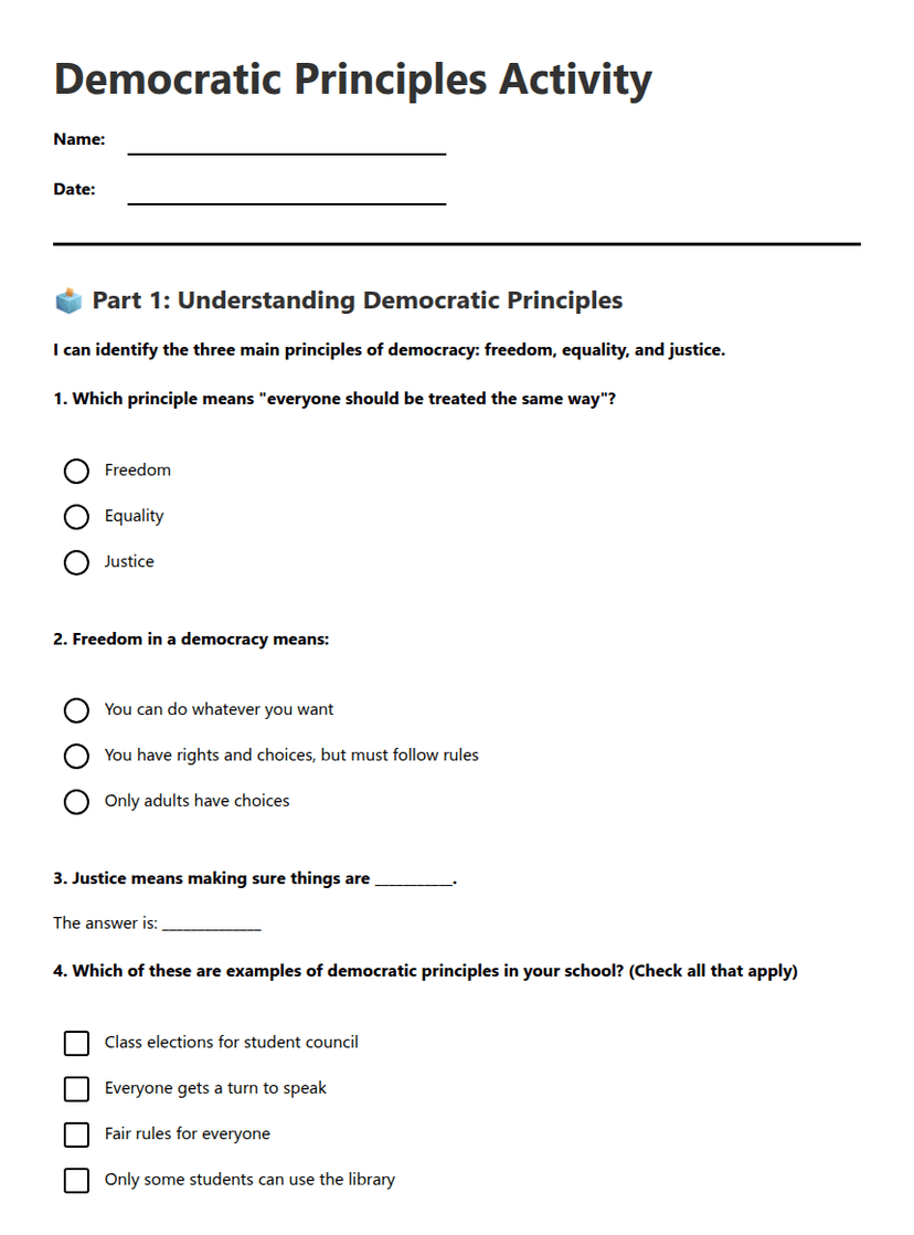 Democratic Principles Activity