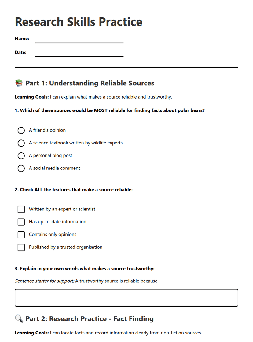 Research Skills Practice