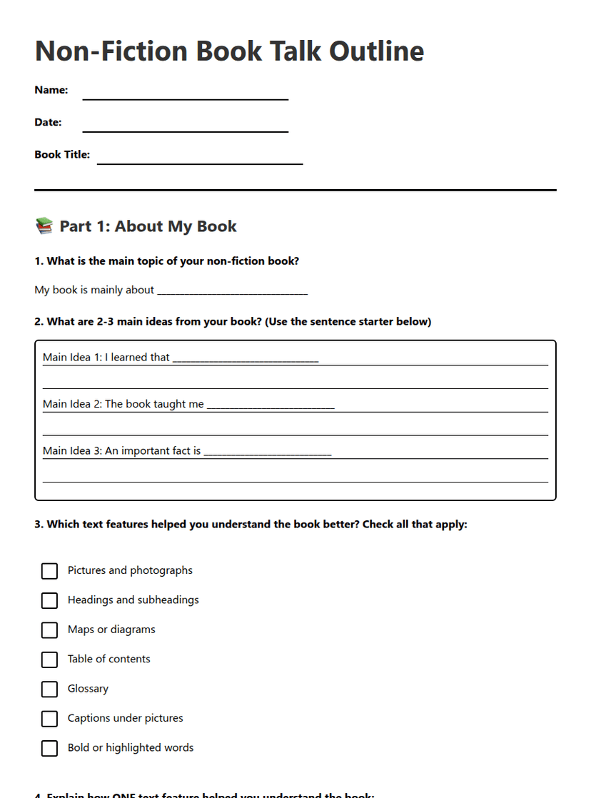 Non-Fiction Book Talk Outline