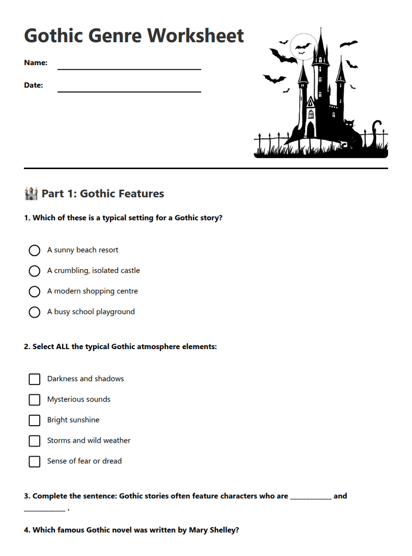Gothic Genre Worksheet
