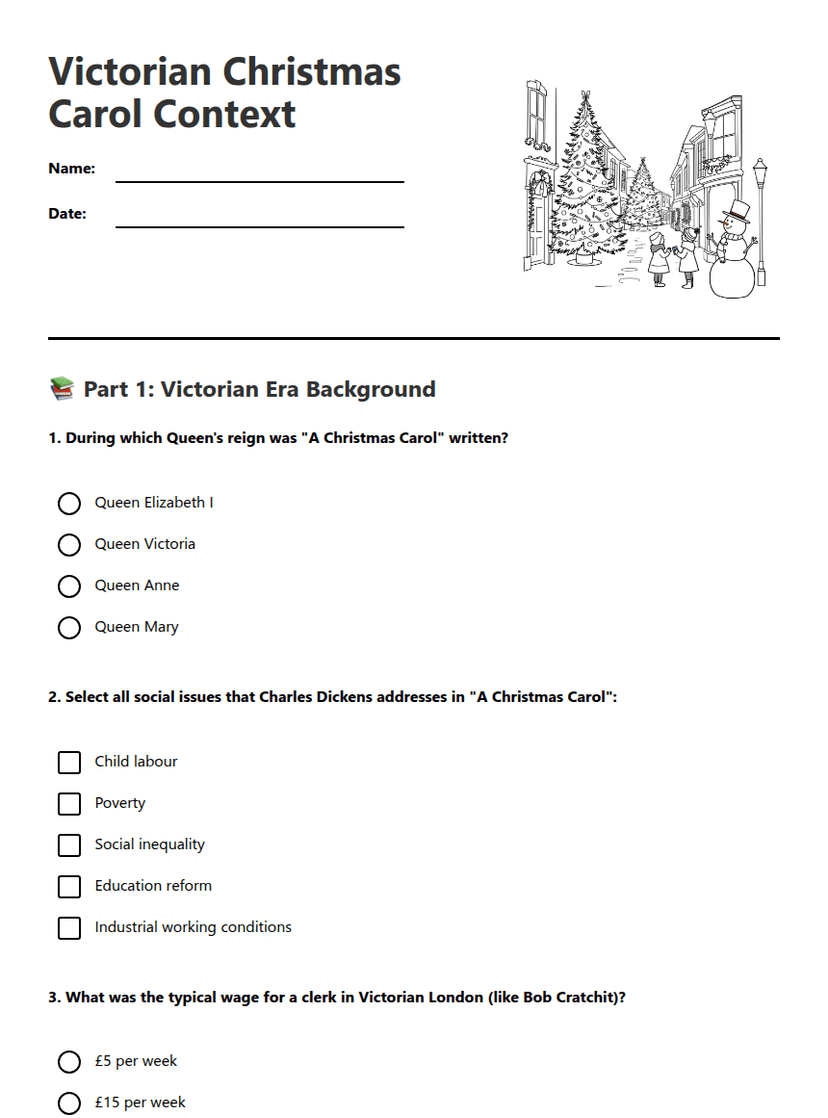 Victorian Christmas Carol Context