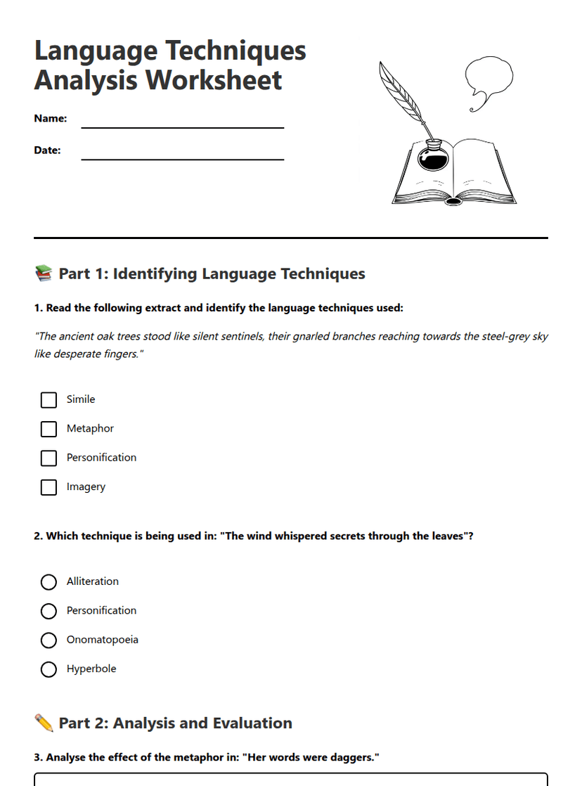Language Techniques Analysis Worksheet