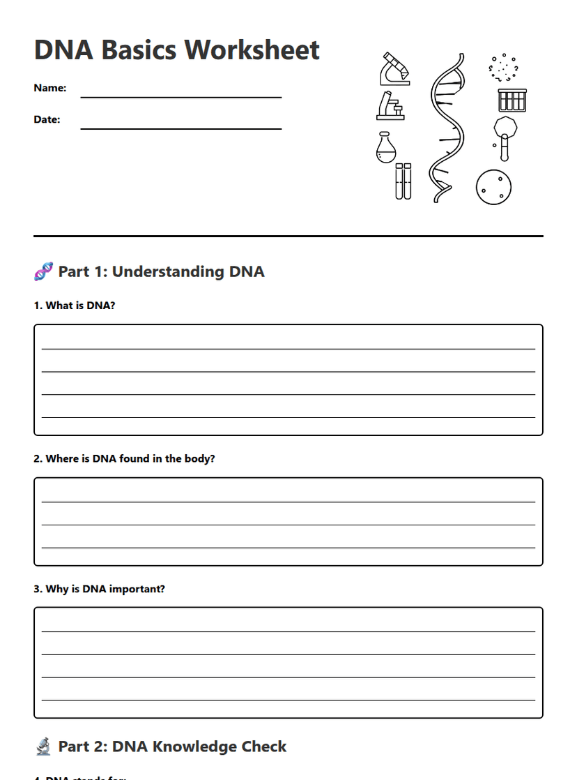 DNA Basics Worksheet