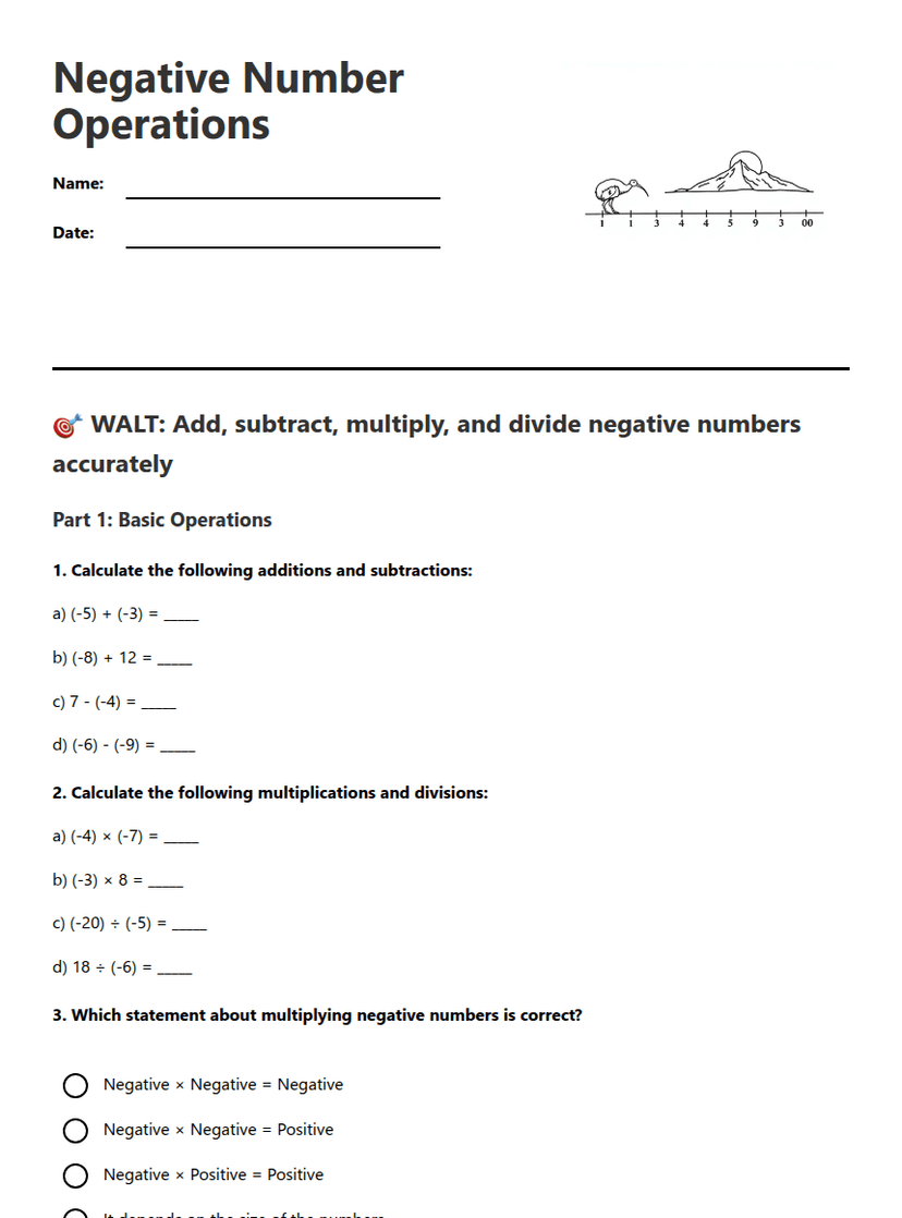 Negative Number Operations