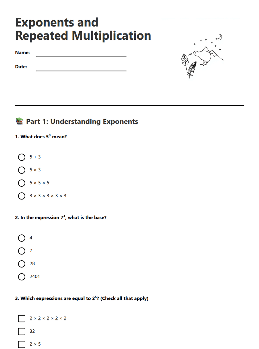 Exponents and Repeated Multiplication
