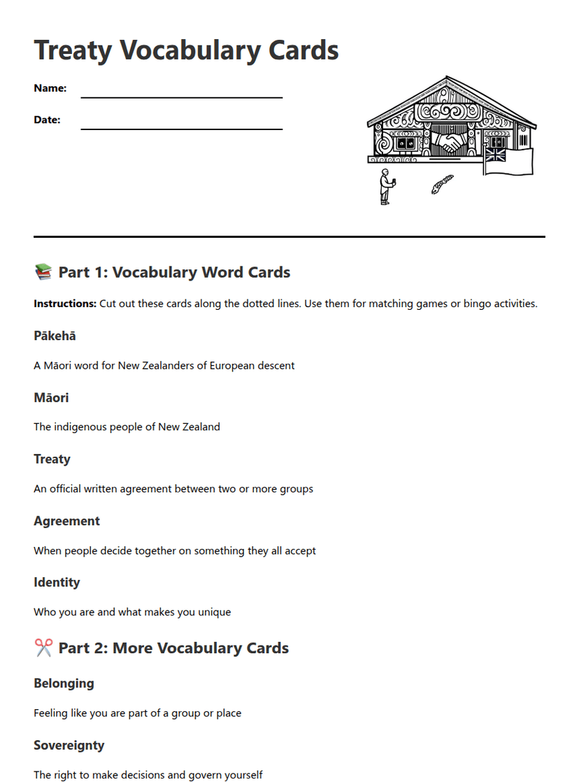Treaty Vocabulary Cards
