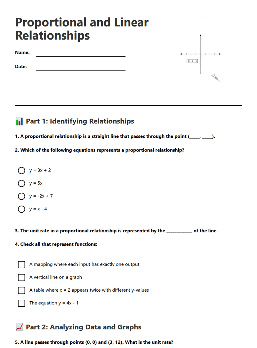 Proportional and Linear Relationships