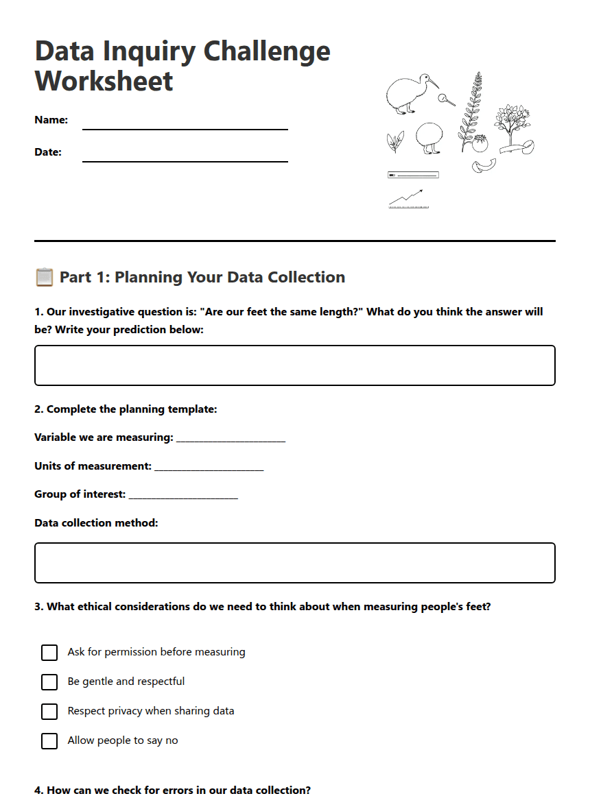 Data Inquiry Challenge Worksheet worksheet preview