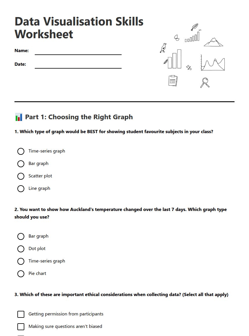 Data Visualisation Skills Worksheet worksheet preview