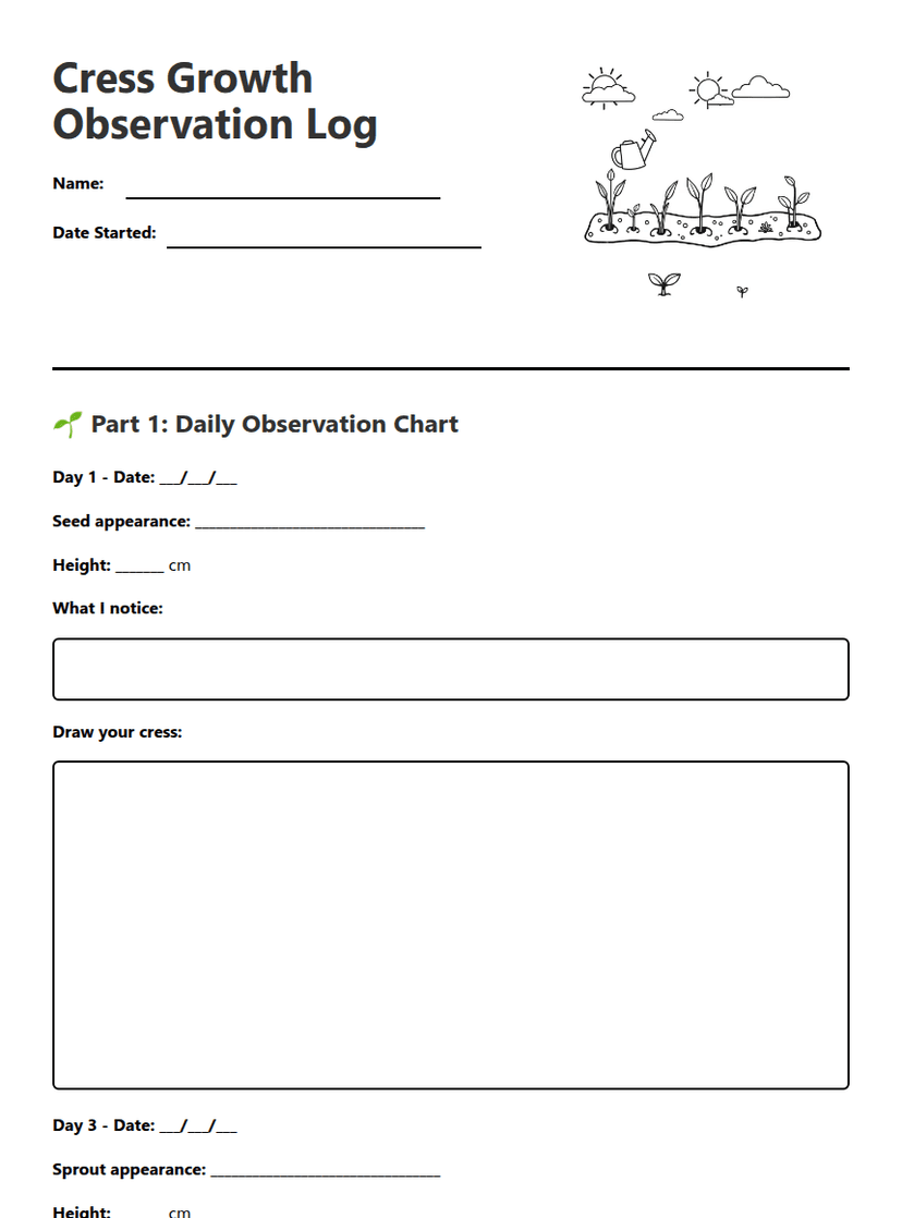 Cress Growth Observation Log