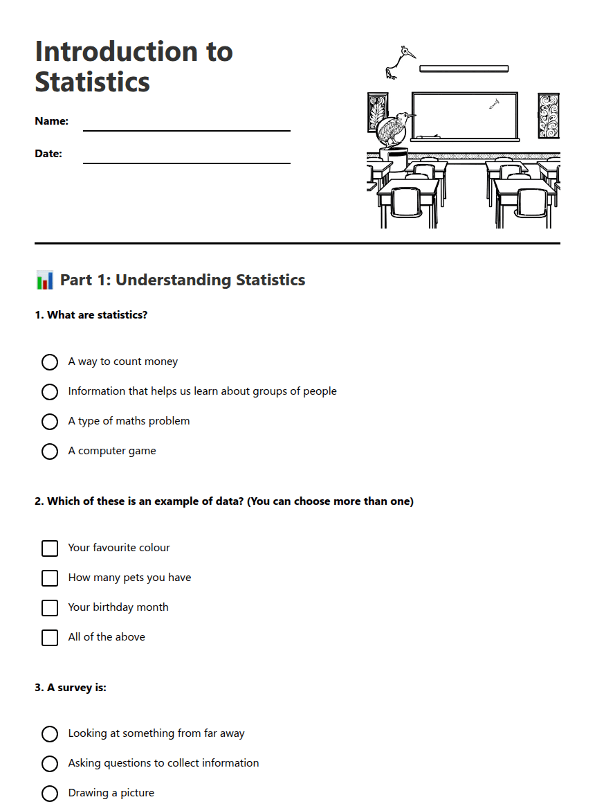 Introduction to Statistics worksheet preview