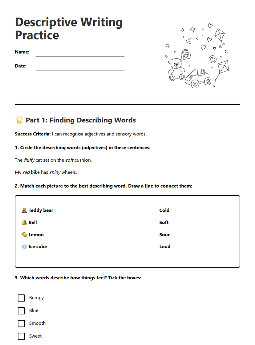 Descriptive Writing Practice