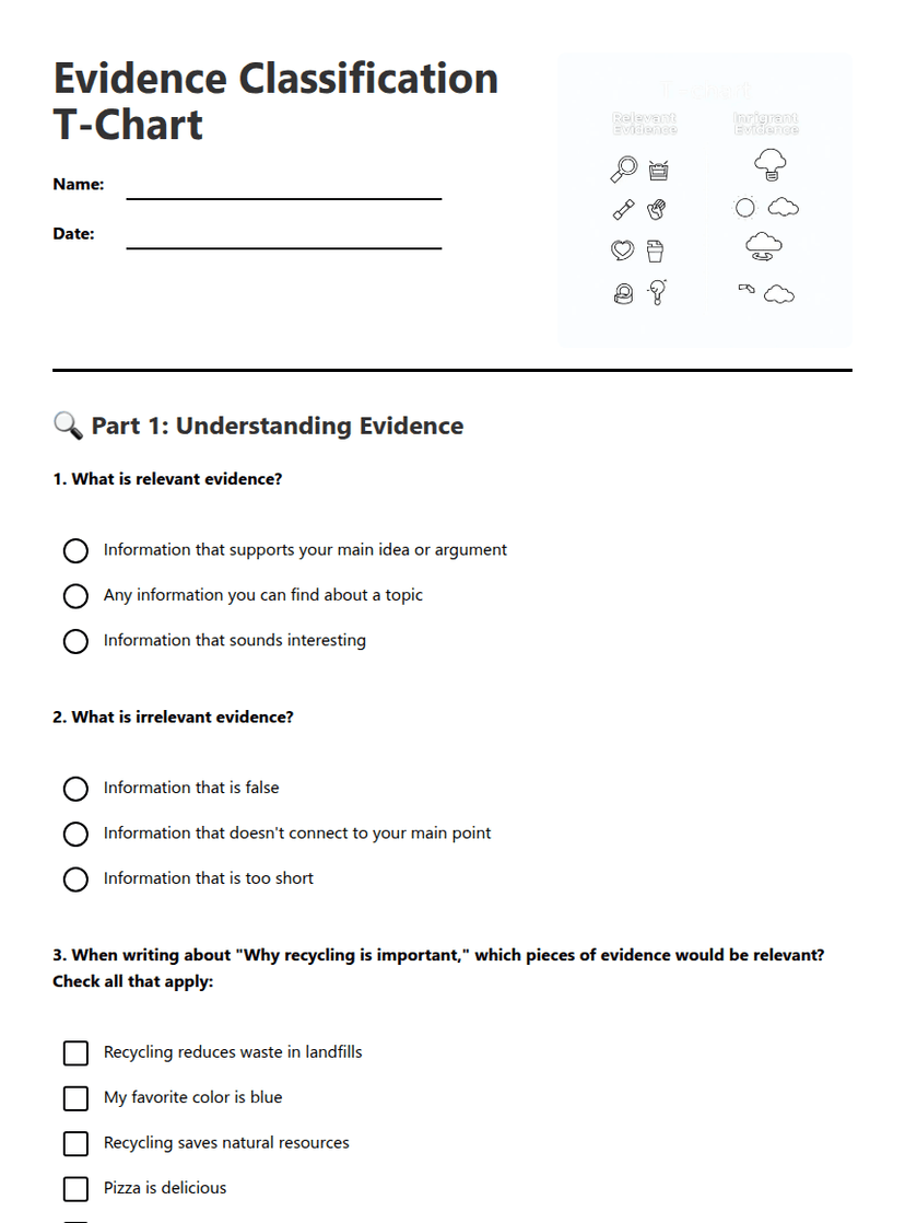 Evidence Classification T-Chart