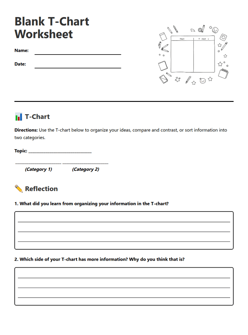 Blank T-Chart Worksheet