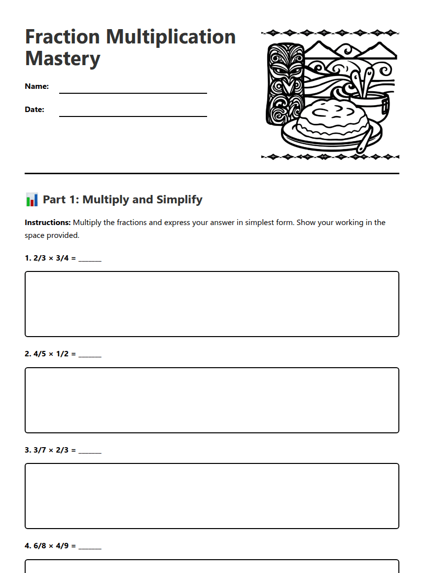 Fraction Multiplication Mastery worksheet preview