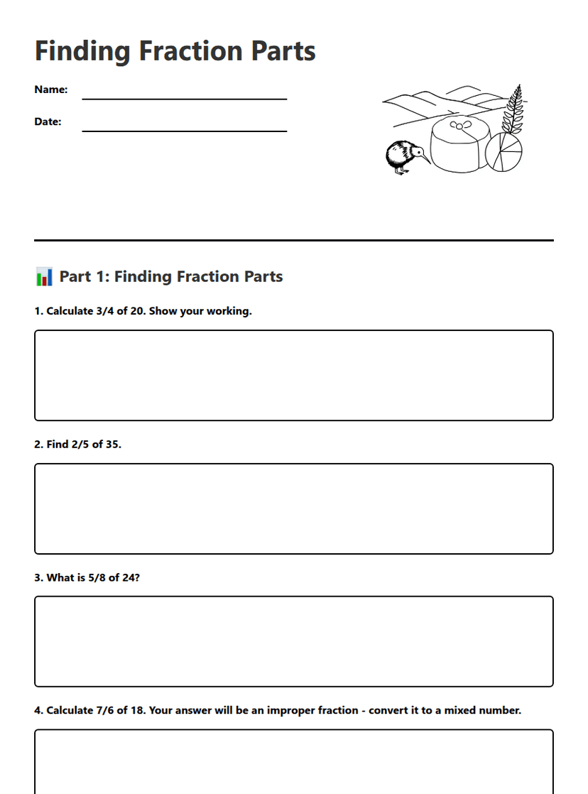 Finding Fraction Parts