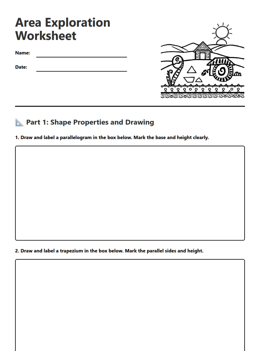 Area Exploration Worksheet