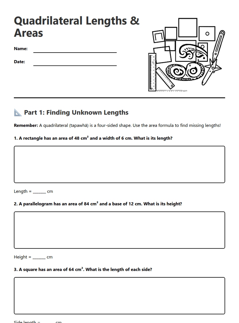 Quadrilateral Lengths & Areas