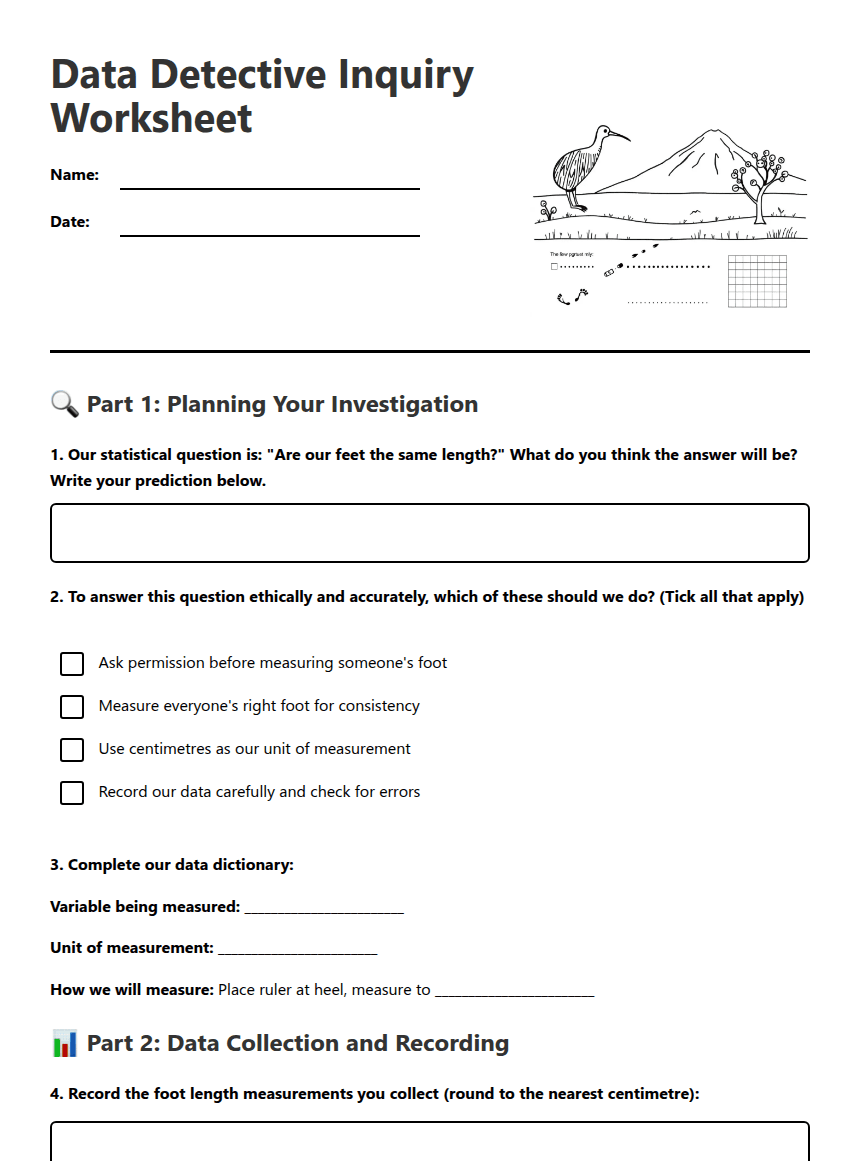Data Detective Inquiry Worksheet worksheet preview