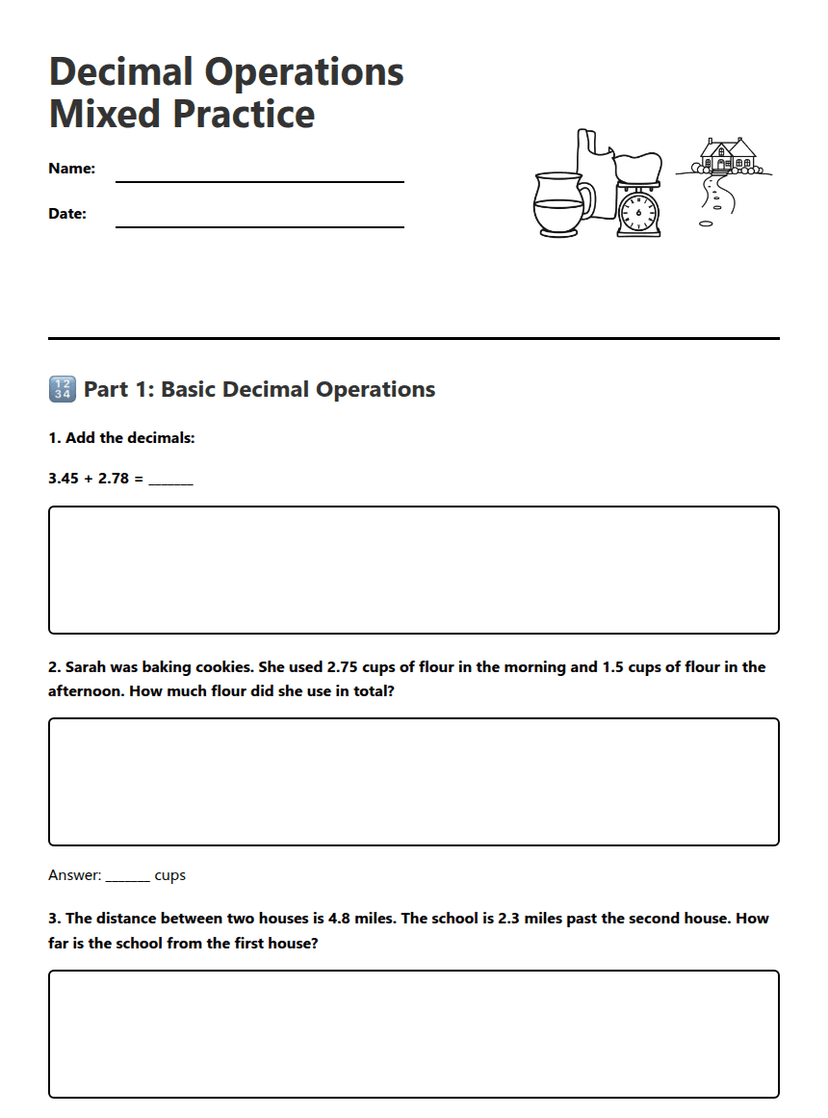 Decimal Operations Mixed Practice