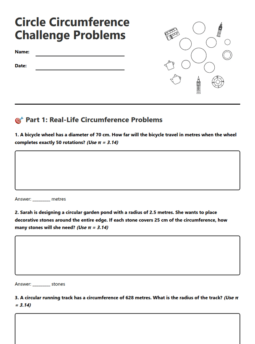 Circle Circumference Challenge Problems