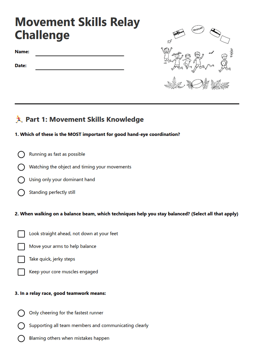 Movement Skills Relay Challenge