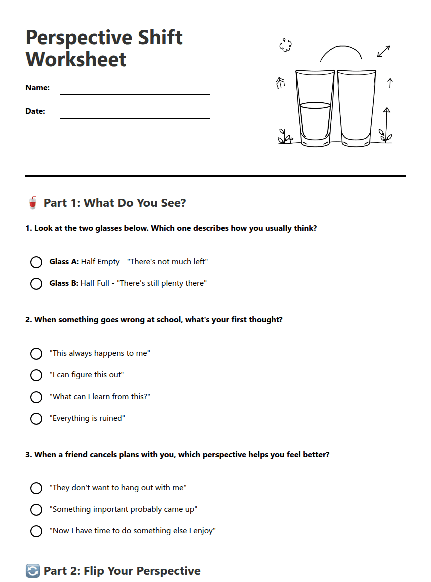 Perspective Shift Worksheet worksheet preview