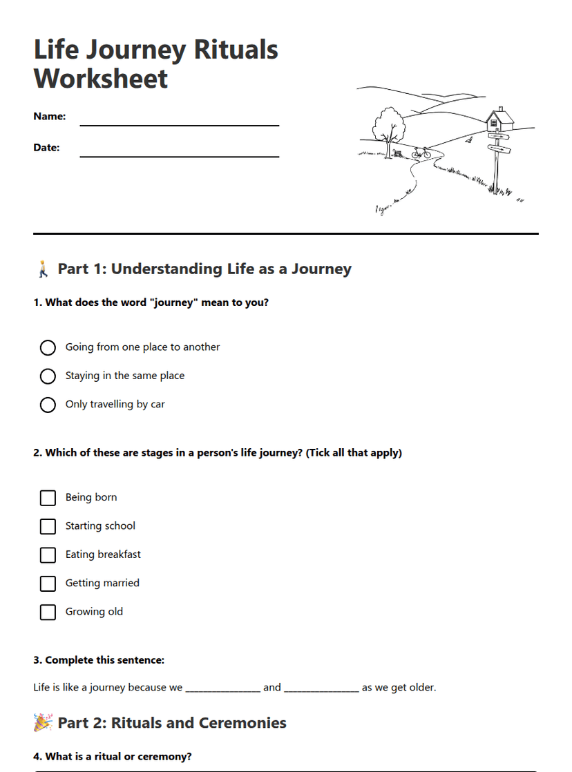 Life Journey Rituals Worksheet