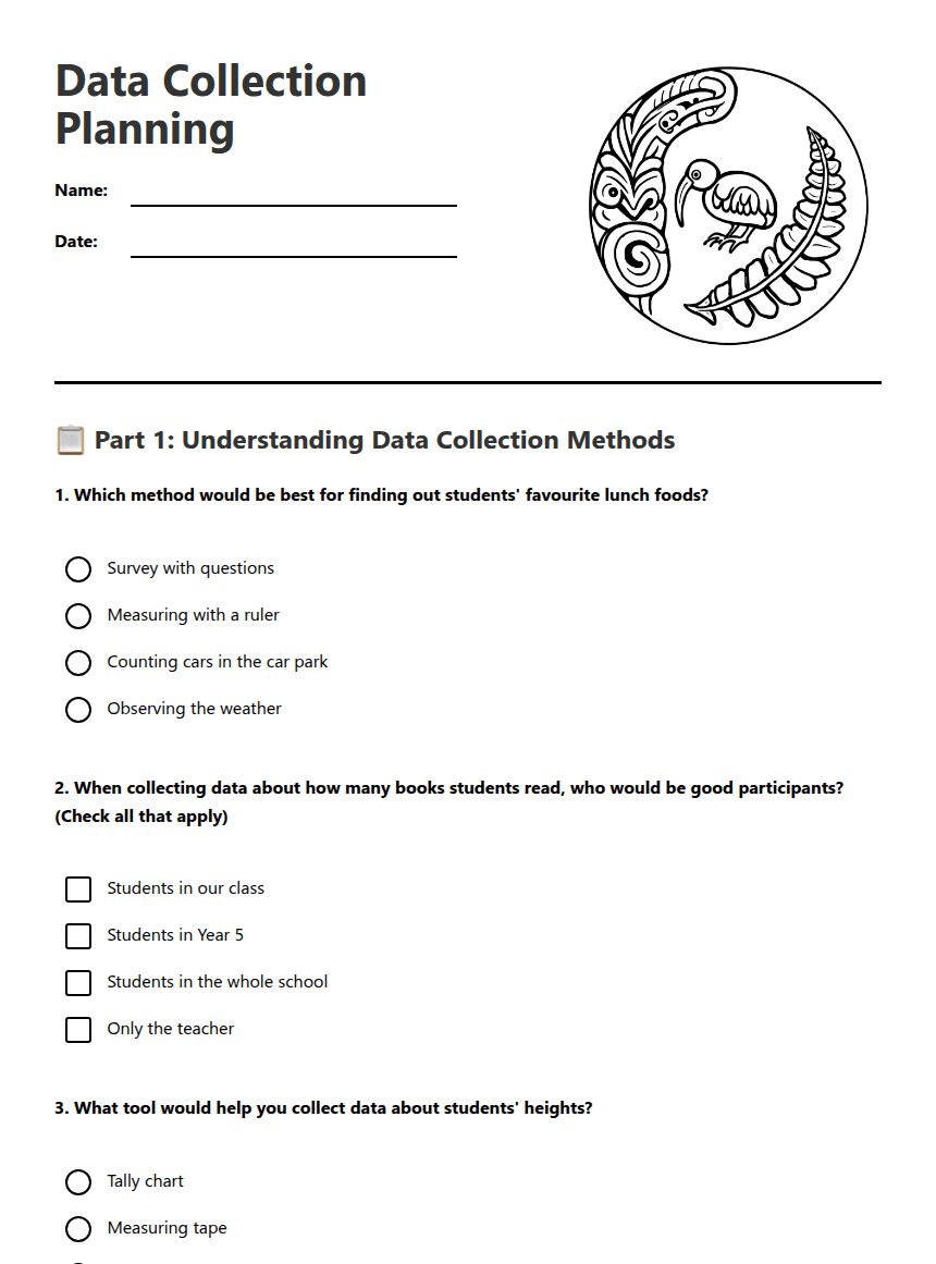 Data Collection Planning worksheet preview