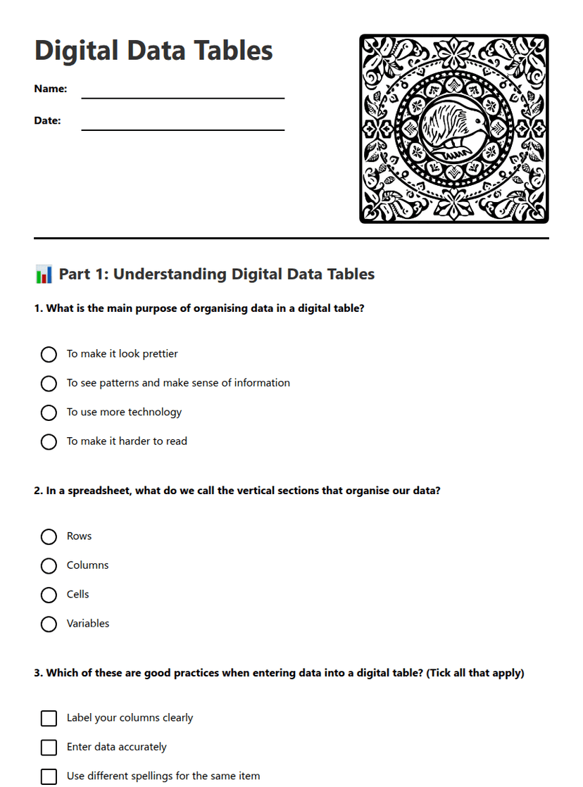 Digital Data Tables
