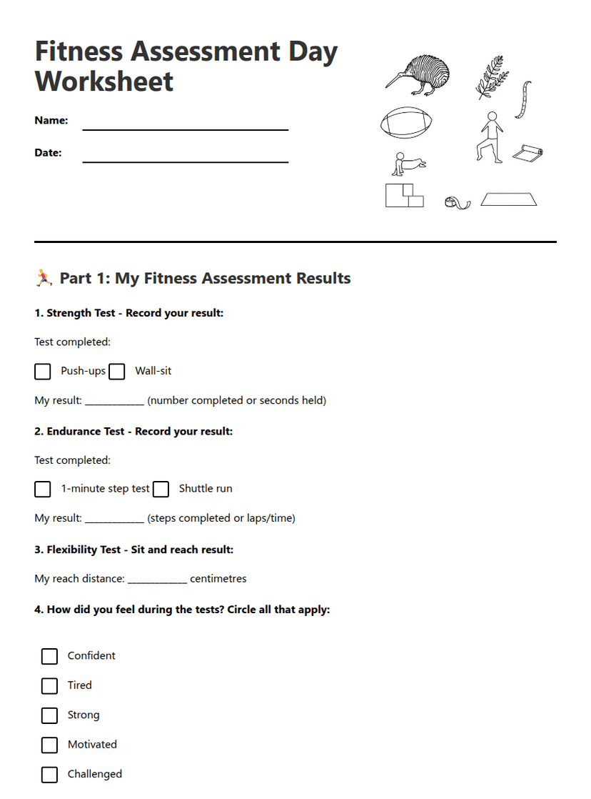 Fitness Assessment Day Worksheet