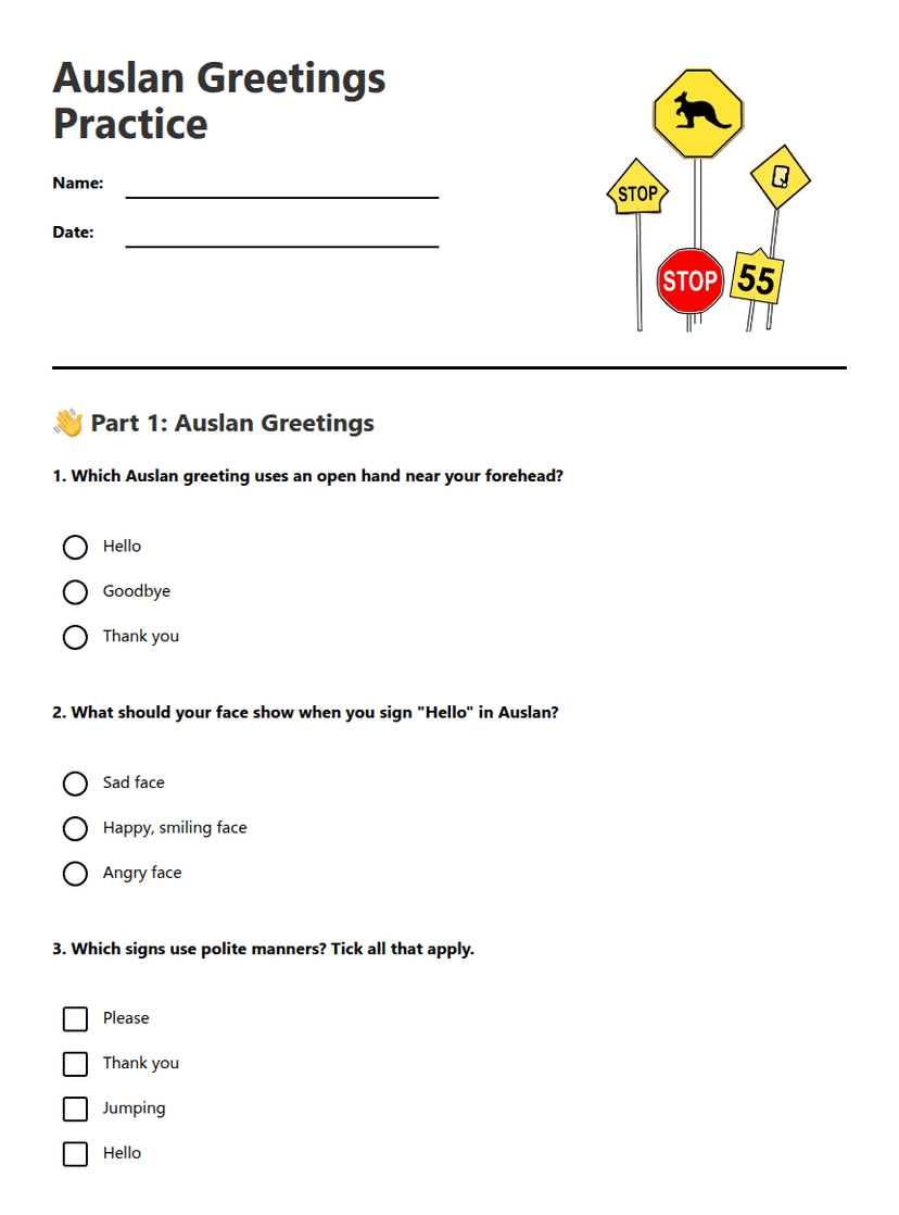 Auslan Greetings Practice