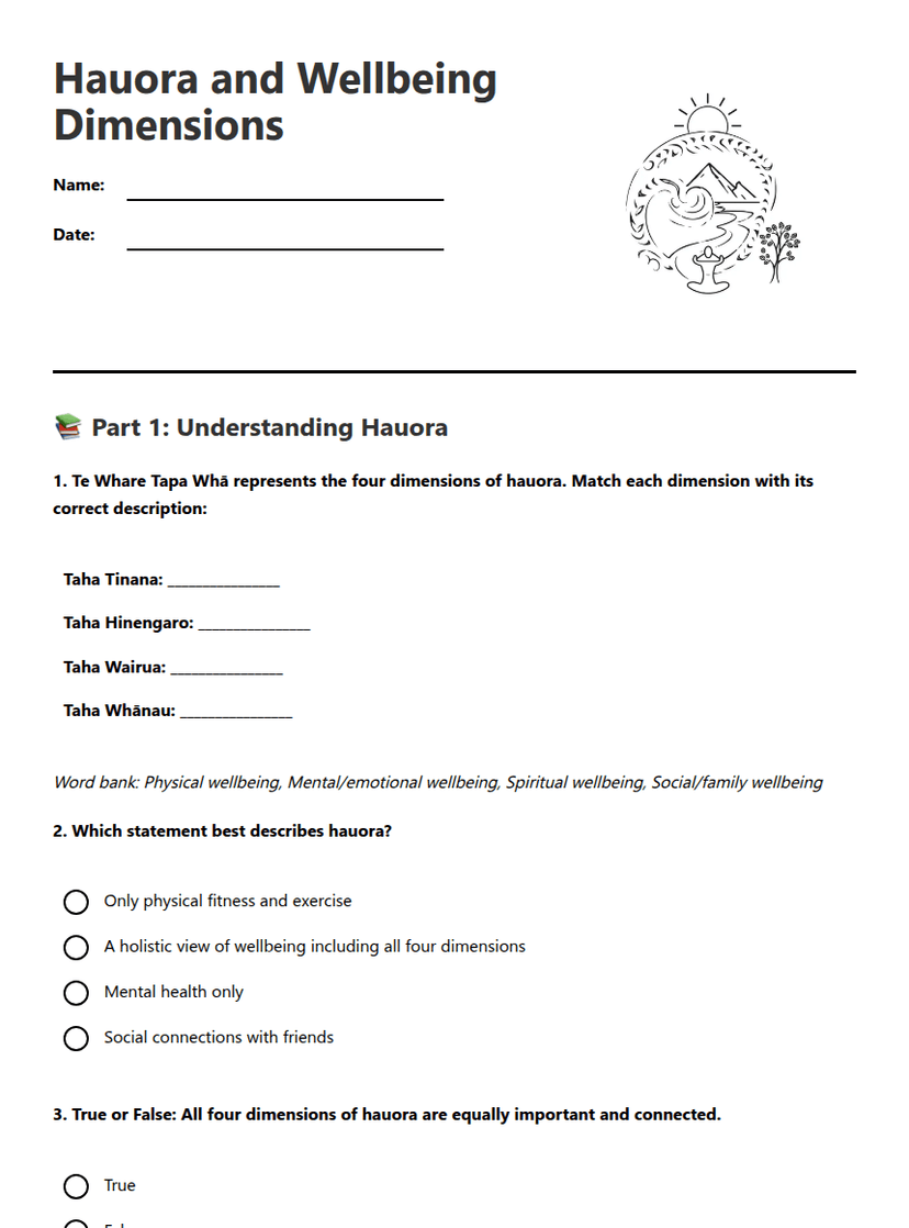 Hauora and Wellbeing Dimensions