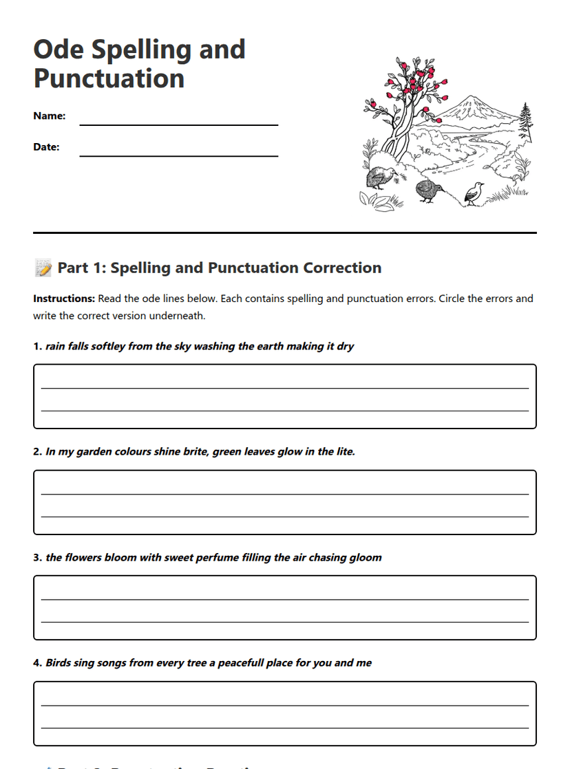 Ode Spelling and Punctuation