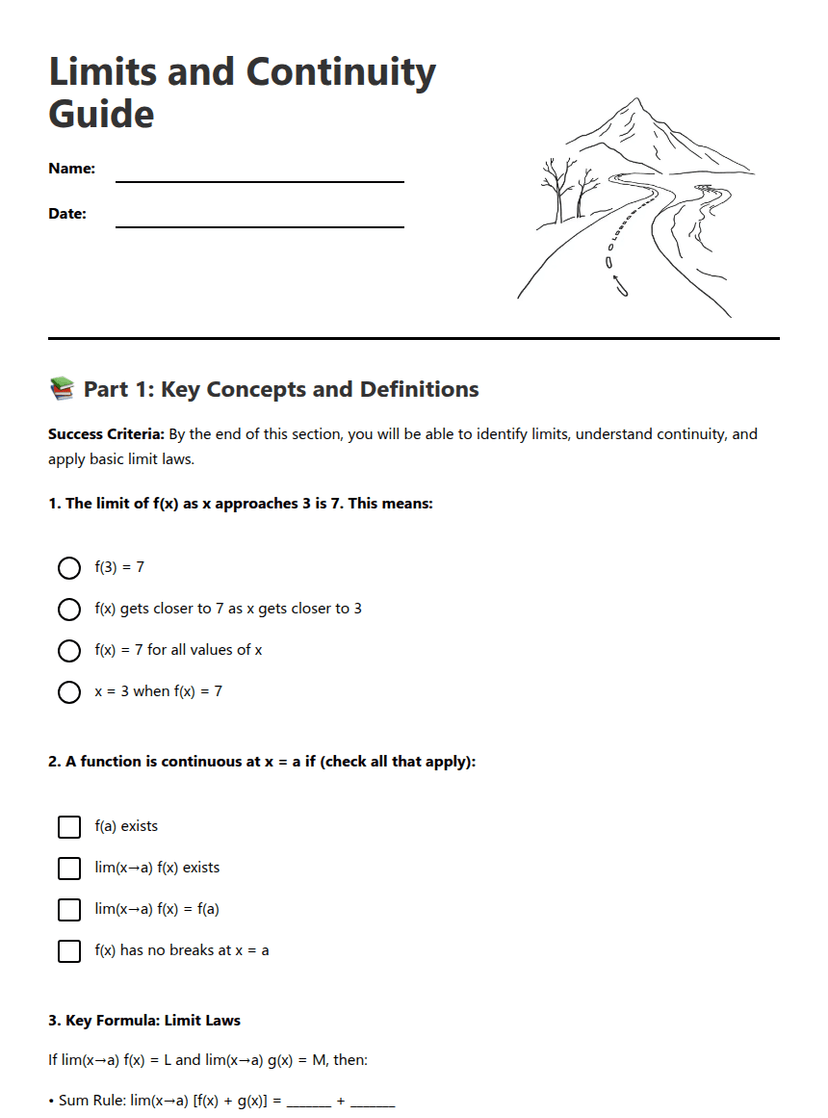 Limits and Continuity Guide