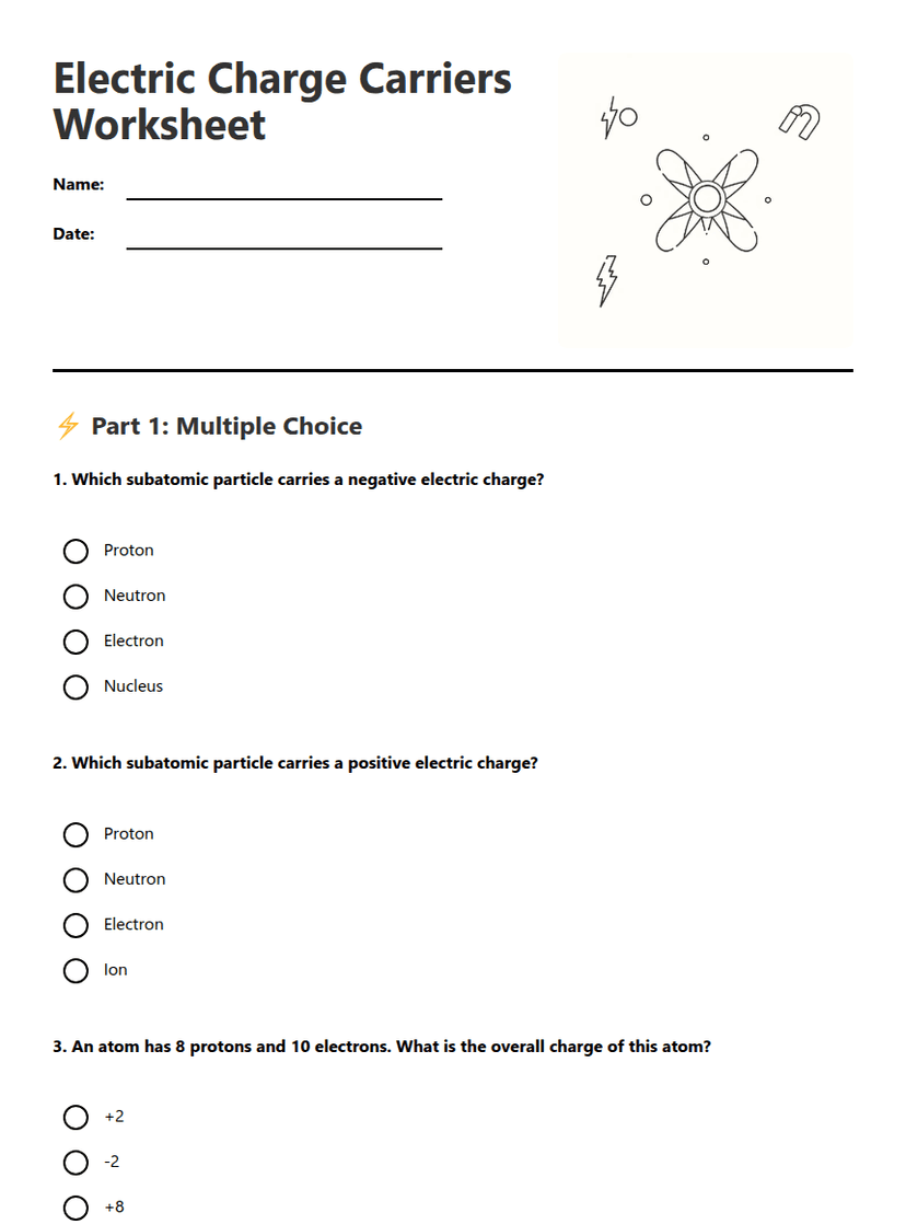Electric Charge Carriers Worksheet