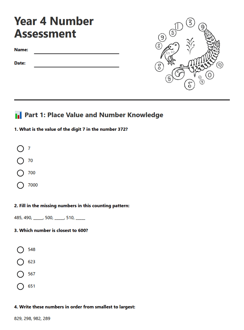 Year 4 Number Assessment