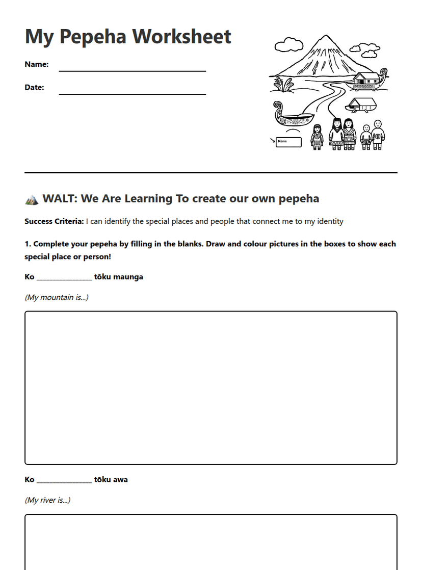 My Pepeha Worksheet
