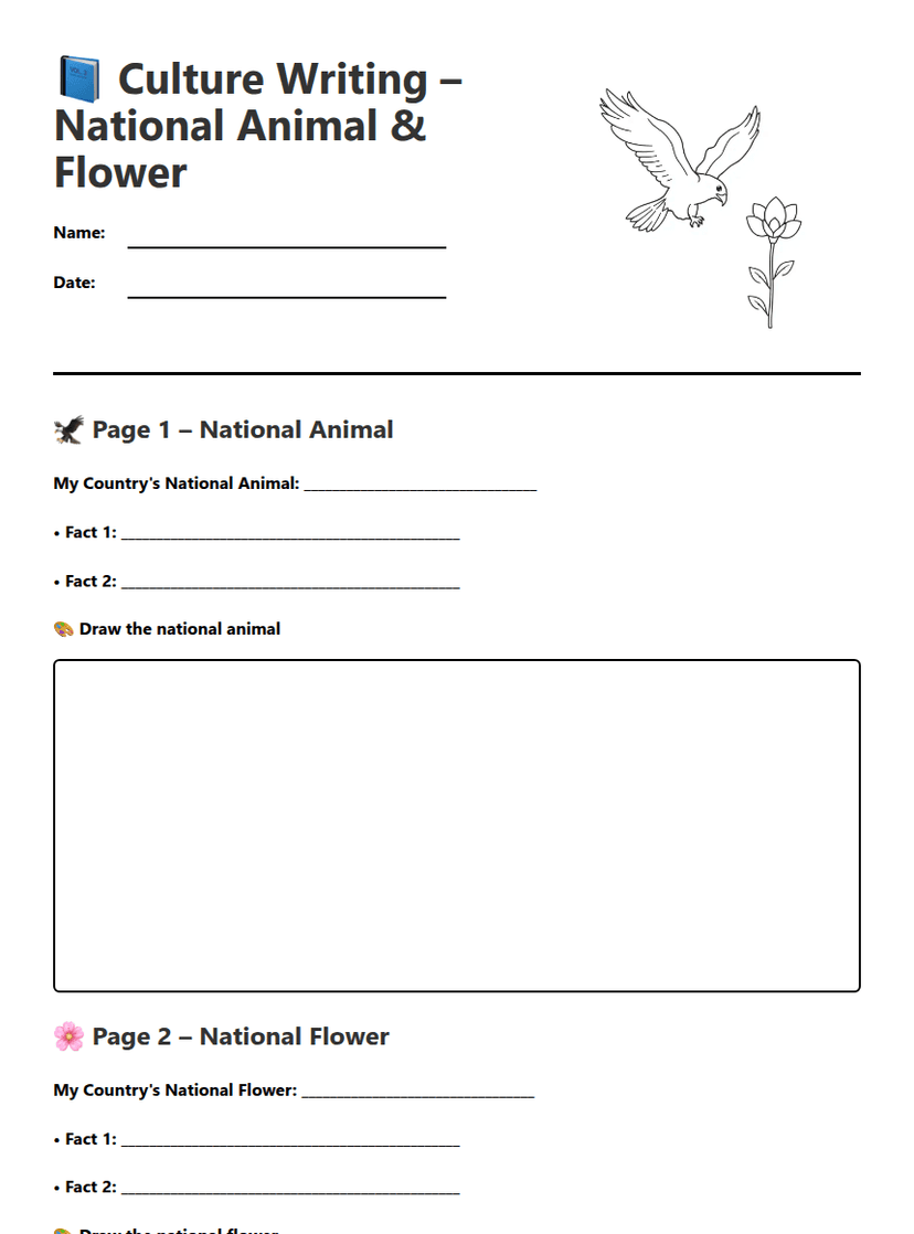 National Symbols Worksheet