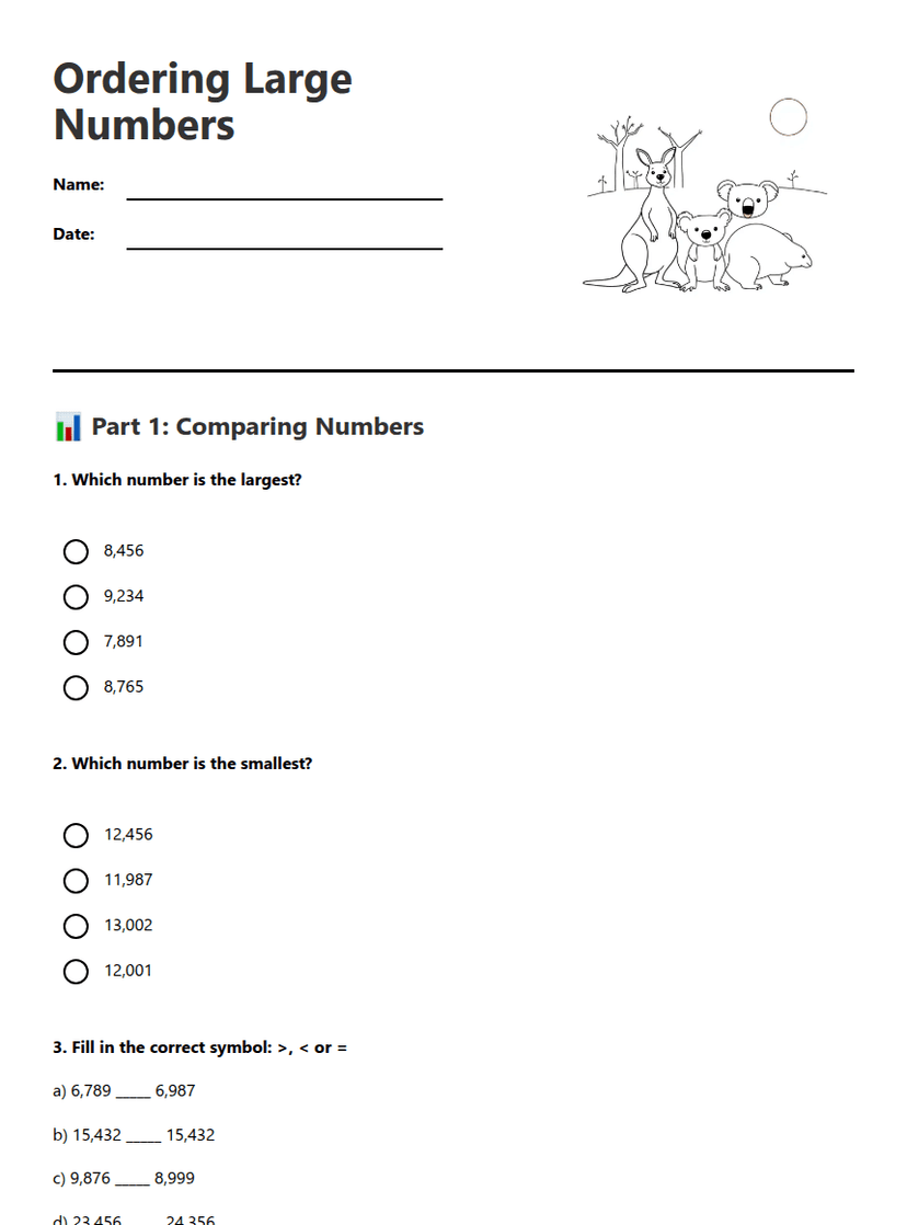 Ordering Large Numbers