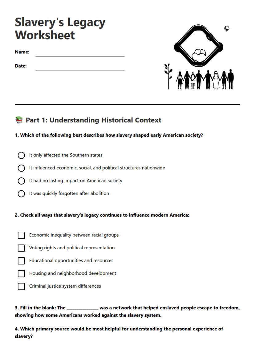 Slavery's Legacy Worksheet