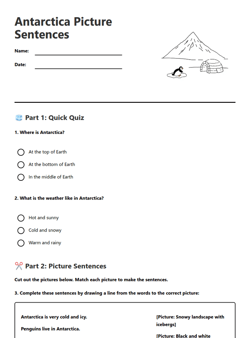 Antarctica Picture Sentences