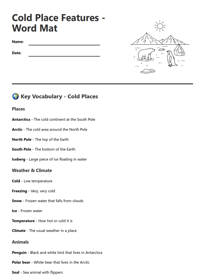Cold Place Features