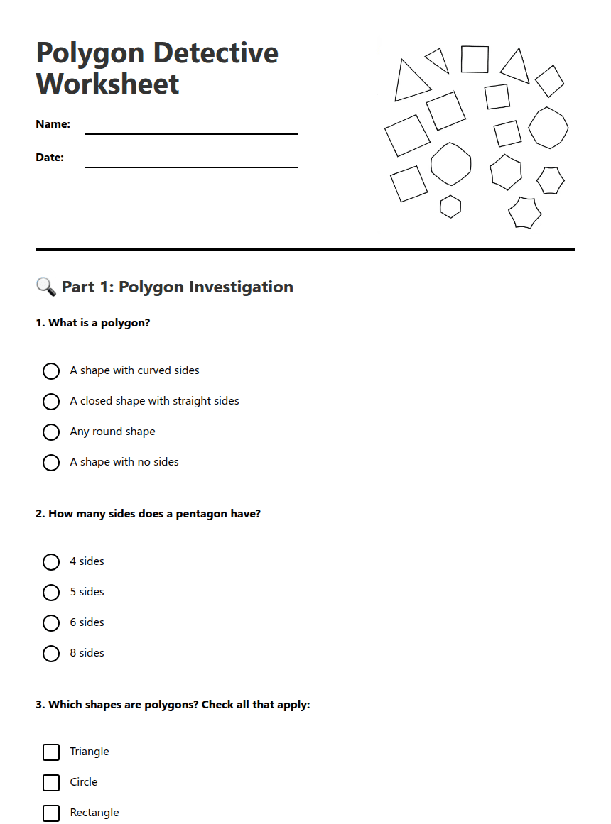 Polygon Detective Worksheet worksheet preview