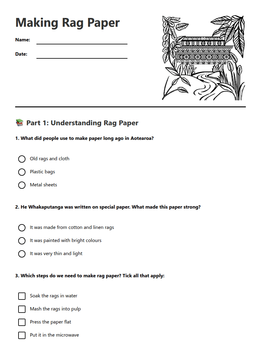 Making Rag Paper worksheet preview
