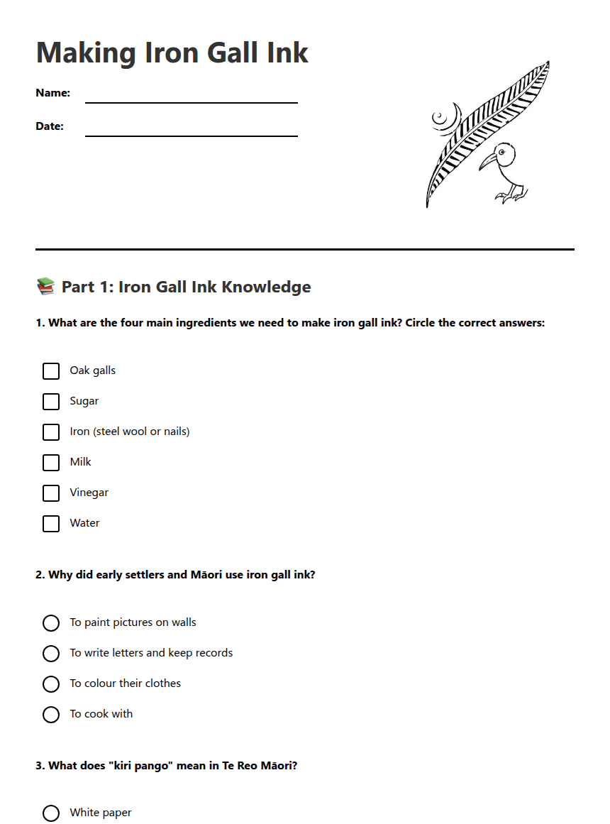 Making Iron Gall Ink worksheet preview